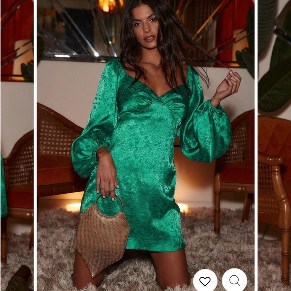 HOPE EMERALD JACQUARD MINI DRESS - Picture 1 of 5